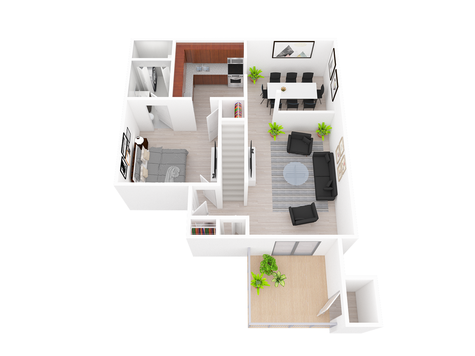 Floor plan for 2 beds, 1.5 baths, 1085 sqft